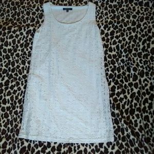 New Look white shift dress lace overlay size M